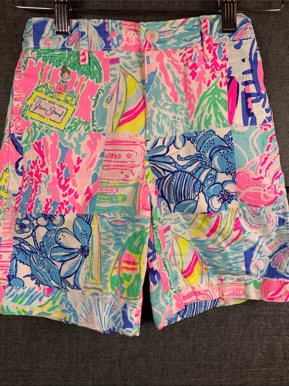 Lilly Pulitzer Pink Multi Patchwork Print Corduroy Shorts